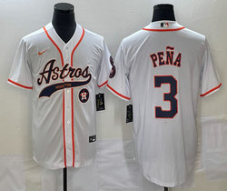 Nike Houston Astros #3 Jeremy Pena White Joint Team Patch on front Stitched MLB Jersey