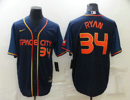 Nike Houston Astros #34 Nolan Ryan Navy #34 in front 2022 City Game Authentic Stitched MLB Jersey