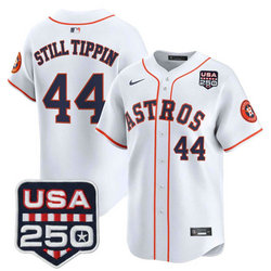 Nike Houston Astros #44 STILL TIPPIN White With 250 America Patch Jersey