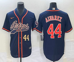 Nike Houston Astros #44 Yordan Alvarez Blue Joint Gold #44 on front Stitched MLB Jersey