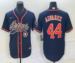 Nike Houston Astros #44 Yordan Alvarez Blue Joint Team Patch on front Stitched MLB Jersey