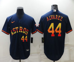 Nike Houston Astros #44 Yordan Alvarez Navy Rainbow #44 in front Game Authentic Stitched MLB Jersey