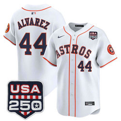 Nike Houston Astros #44 Yordan Alvarez White With 250 America Patch Jersey