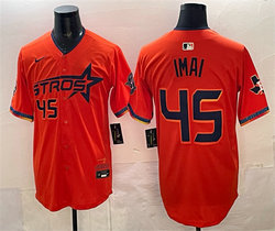 Nike Houston Astros #45 Tatsuya Imai Orange 2025 City Connect With Texas Patch Baseball Jersey