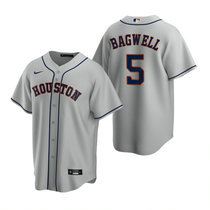 Nike Houston Astros #5 Jeff Bagwell Gray Game Authentic Stitched MLB Jersey