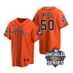 Nike Houston Astros #50 Hector Neris 2022 World Series Orange Game Authentic Stitched MLB Jersey
