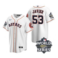 Nike Houston Astros #53 Cristian Javier 2022 World Series White Game Authentic Stitched MLB Jersey
