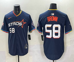Nike Houston Astros #58 Hunter Brown Navy  4(IV) 2025 City Stitched MLB Jersey
