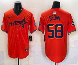 Nike Houston Astros #58 Hunter Brown Orange 4(IV) Joint Stitched MLB Jersey