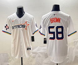 Nike Houston Astros #58 Hunter Brown White 4(IV) Joint Stitched MLB Jersey