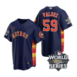 Nike Houston Astros #59 Framber Valdez 2022 World Series Navy Game Authentic Stitched MLB Jersey