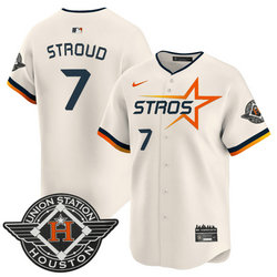 Nike Houston Astros #7 C.J. Stroud Cream 2025 City Stitched MLB Jersey
