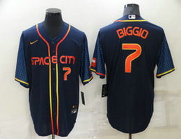 Nike Houston Astros #7 Craig Biggio Navy 2022 City 7 in front Game Authentic Stitched MLB Jersey