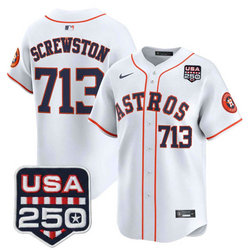 Nike Houston Astros #713 SCREWSTON White With 250 America Patch Jersey
