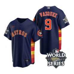 Nike Houston Astros #9 Christian Vazquez 2022 World Series Navy Game Authentic Stitched MLB Jersey