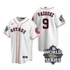 Nike Houston Astros #9 Christian Vazquez 2022 World Series White Game Authentic Stitched MLB Jersey