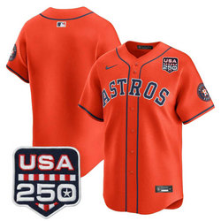 Nike Houston Astros Blank Orange With 250 America Patch Jersey