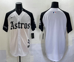 Nike Houston Astros Blank White 5(V) Black sleeves Joint MLB Jersey