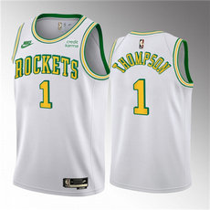 Nike Houston Rockets #1 Amen Thompson White 2023 Draft Classic Edition Stitched Basketball Jersey