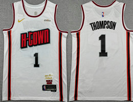 Nike Houston Rockets #1 Amen Thompson White City Black Number With Advertising Jersey