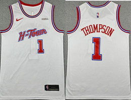 Nike Houston Rockets #1 Amen Thompson White City With Advertising Jersey