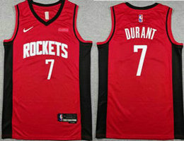 Nike Houston Rockets #7 Kevin Durant Red With Advertising Authentic Stitched NBA Jersey