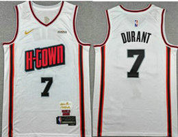 Nike Houston Rockets #7 Kevin Durant White City With Advertising Authentic Stitched NBA Jersey