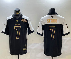 Nike Houston Texans #7 C.J. Stroud Black Thanksgiving Gold name Champion patch Jersey