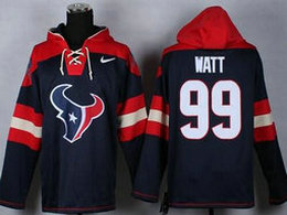 Nike Houston Texans #99 J.J. Watt (Name Number Team Logo) Stitched Blue Player Pullover Hoodie