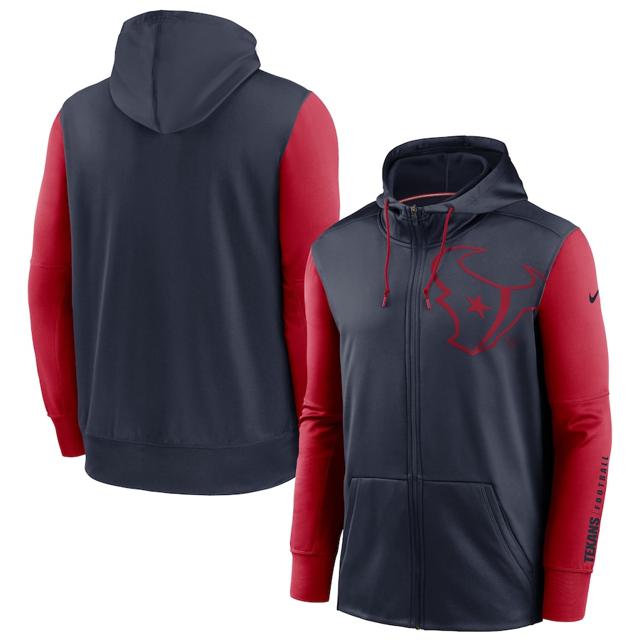 Nike Houston Texans NavyRed Fan Gear Mascot Performance Full-Zip Hoodie