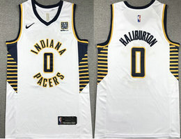 Nike Indiana Pacers #0 Tyrese Haliburton White With Advertising Stitched NBA Jersey