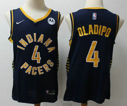 Nike Indiana Pacers #4 Victor Oladipo Blue Game With Advertising patch Authentic Stitched NBA Jersey