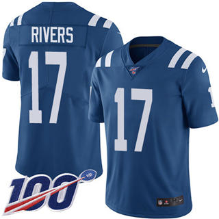 Nike Indianapolis Colts #17 Philip Rivers 100th Season 2020 Blue Vapor Untouchable Jersey