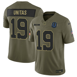 Nike Indianapolis Colts #19 Johnny Unitas Olive 2025 Salute To Service Stitched Football Jersey