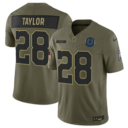 Nike Indianapolis Colts #28 Jonathan Taylor Olive 2025 Salute To Service Stitched Football Jersey