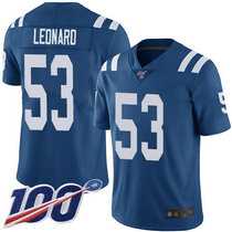 Nike Indianapolis Colts #53 Darius Leonard With NFL 100th Season Patch Blue Vapor Untouchable Authentic Stitched NFL Jersey