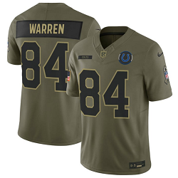 Nike Indianapolis Colts #84 Tyler Warren Olive 2025 Salute To Service Stitched Football Jersey