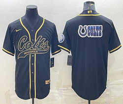 Nike Indianapolis Colts Black Gold Joint team logo Authentic Stitched baseball jersey