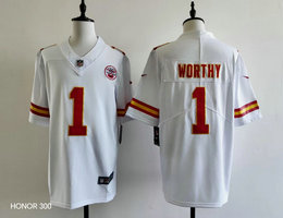 Nike Kansas City Chiefs #1 Xavier Worthy White Vapor Untouchable Authentic stitched NFL jersey