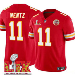 Nike Kansas City Chiefs #11 Carson Wentz Red 24-25 Super Bowl LIX Vapor Untouchable Jersey