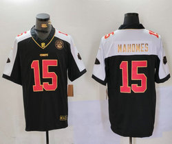 Nike Kansas City Chiefs #15 Patrick Mahomes Black Thanksgiving Gold Name Authentic stitched NFL jersey