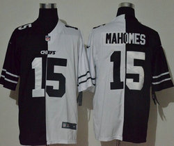 Nike Kansas City Chiefs #15 Patrick Mahomes Black and white Authentic Stitched NFL Jersey