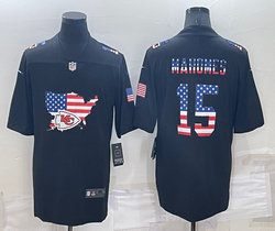 Nike Kansas City Chiefs #15 Patrick Mahomes Black map flag Authentic Stitched NFL Jersey