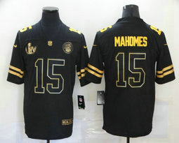 Nike Kansas City Chiefs #15 Patrick Mahomes II Champion Black Gold Authentic Stitched NFL Jersey