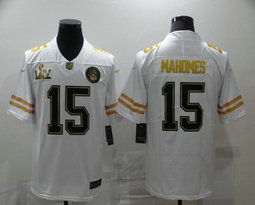 Nike Kansas City Chiefs #15 Patrick Mahomes II Champion White Gold Authentic Stitched NFL Jersey