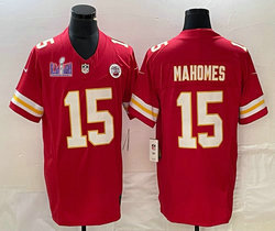 Nike Kansas City Chiefs #15 Patrick Mahomes Red 2023 F.U.S.E With 2024 Super Bowl (LVIII ) patch Jersey