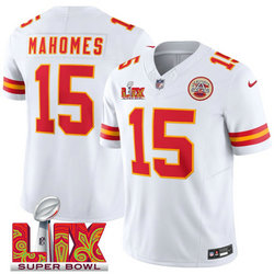 Nike Kansas City Chiefs #15 Patrick Mahomes White 24-25 Super Bowl LIX Vapor Untouchable Jersey