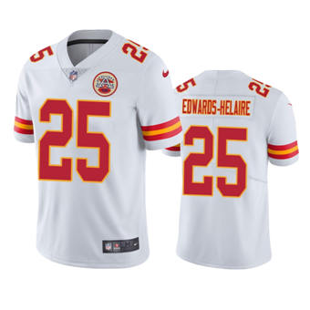 Nike Kansas City Chiefs #25 Clyde Edwards-Helaire White Vapor Untouchable Authentic stitched NFL jersey