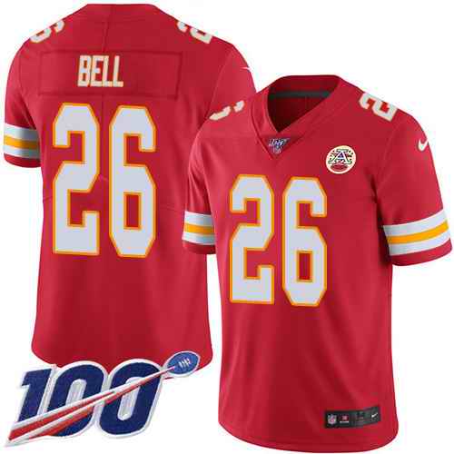 Nike Kansas City Chiefs #26 Le'Veon Bell 100th Season Red Vapor Untouchable Authentic stitched NFL jersey