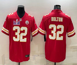 Nike Kansas City Chiefs #32 Nick Bolton Red Vapor Untouchable With 2024 Super Bowl (LVIII ) patch Jersey